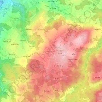 Mappa topografica Söllhuben, altitudine, rilievo