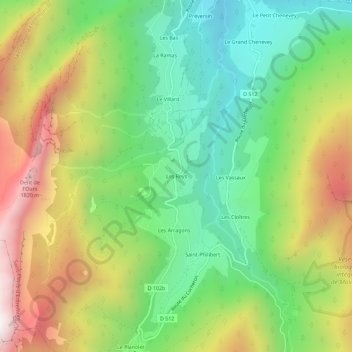 Mappa topografica Les Reys, altitudine, rilievo