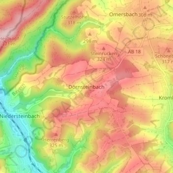 Mappa topografica Dörnsteinbach, altitudine, rilievo