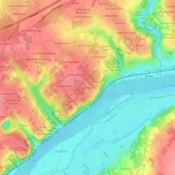 Mappa topografica Saint-Méen, altitudine, rilievo