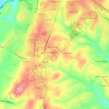 Mappa topografica Maple Crest, altitudine, rilievo