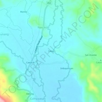 Mappa topografica Calag, altitudine, rilievo