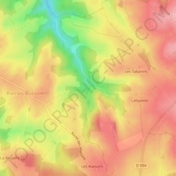 Mappa topografica Saint-Pourçain, altitudine, rilievo