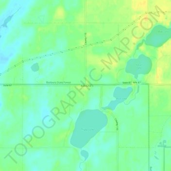 Mappa topografica Badoura, altitudine, rilievo