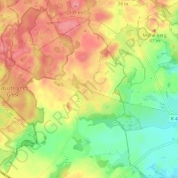 Mappa topografica Klein Luckow, altitudine, rilievo