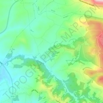 Mappa topografica San Filippo, altitudine, rilievo