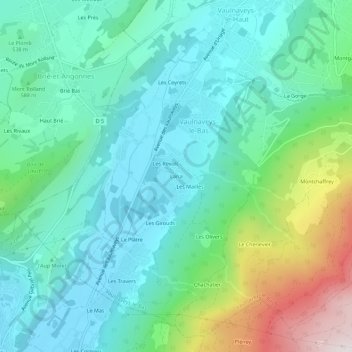 Mappa topografica Laria, altitudine, rilievo