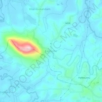 Mappa topografica Eachome, altitudine, rilievo