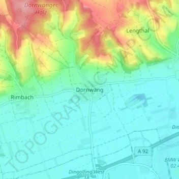Mappa topografica Dornwang, altitudine, rilievo