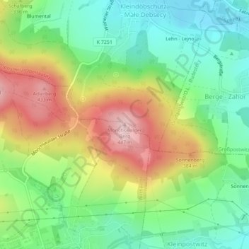 Mappa topografica Mönchswalder Berg, altitudine, rilievo
