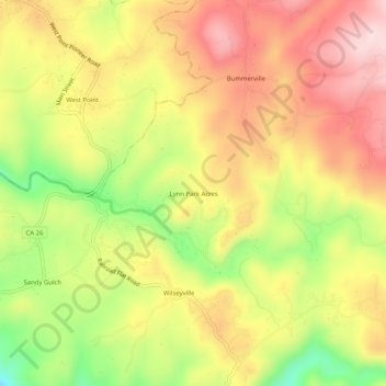 Mappa topografica Lynn Park Acres, altitudine, rilievo