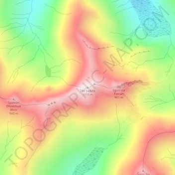 Mappa topografica The Saddle, altitudine, rilievo