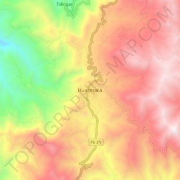 Mappa topografica Huarmaca, altitudine, rilievo
