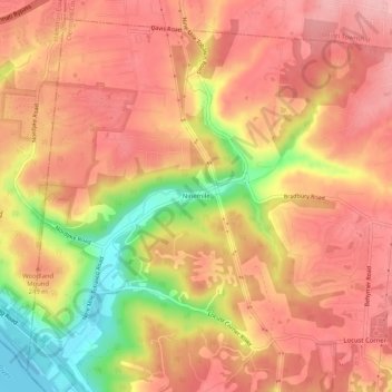 Mappa topografica Ninemile, altitudine, rilievo