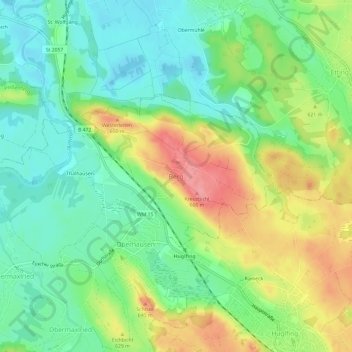 Mappa topografica Berg, altitudine, rilievo