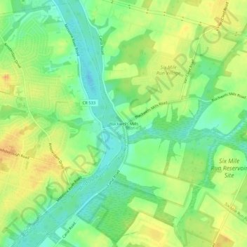 Mappa topografica Blackwells Mills, altitudine, rilievo