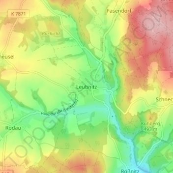 Mappa topografica Leubnitz, altitudine, rilievo