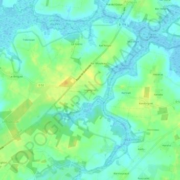 Mappa topografica Leguignac, altitudine, rilievo