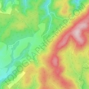 Mappa topografica Les Escudiés Bas, altitudine, rilievo