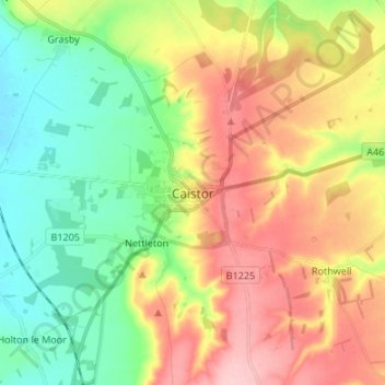 Mappa topografica Caistor, altitudine, rilievo