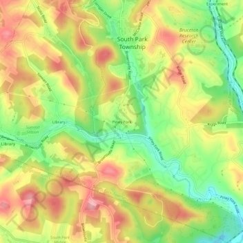 Mappa topografica Piney Fork, altitudine, rilievo