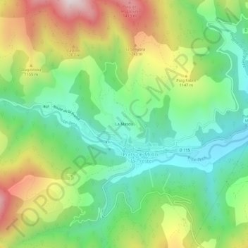 Mappa topografica La Masou, altitudine, rilievo