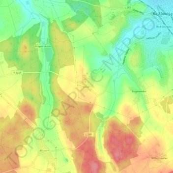 Mappa topografica Sießen, altitudine, rilievo