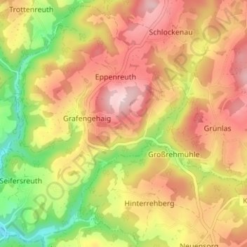 Mappa topografica Hohenreuth, altitudine, rilievo