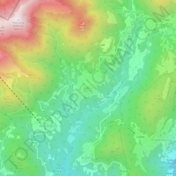 Mappa topografica Breno, altitudine, rilievo