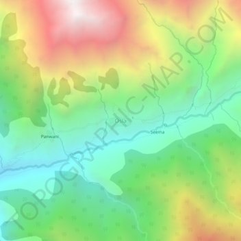 Mappa topografica Osla, altitudine, rilievo