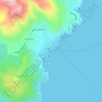 Mappa topografica Methana, altitudine, rilievo