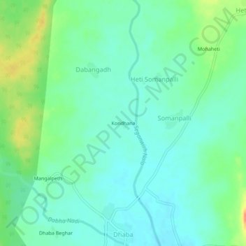 Mappa topografica Kondhana, altitudine, rilievo
