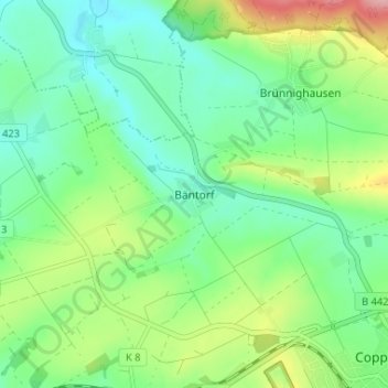 Mappa topografica Bäntorf, altitudine, rilievo