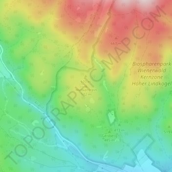Mappa topografica Merkenstein, altitudine, rilievo