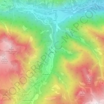 Mappa topografica Gheit, altitudine, rilievo