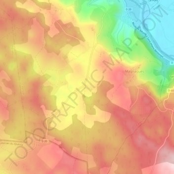 Mappa topografica Broche, altitudine, rilievo