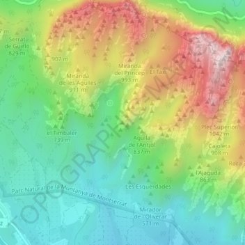 Mappa topografica Roca Vella o La Proa, altitudine, rilievo
