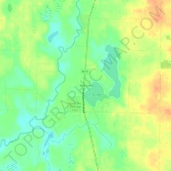 Mappa topografica Turk Lake, altitudine, rilievo