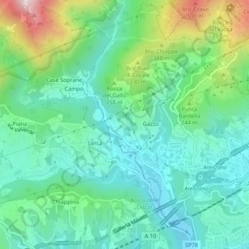 Mappa topografica Bornio, altitudine, rilievo