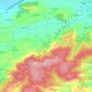 Mappa topografica Murstetten, altitudine, rilievo
