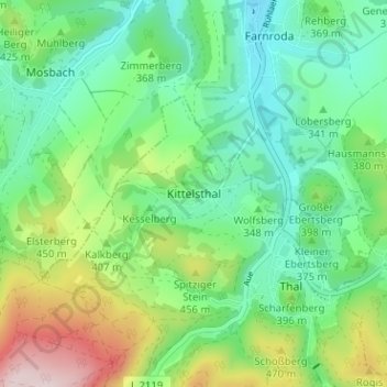 Mappa topografica Kittelsthal, altitudine, rilievo