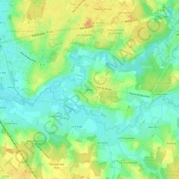 Mappa topografica Blaine, altitudine, rilievo