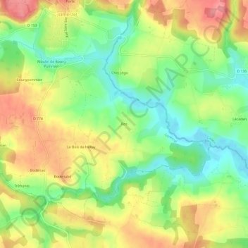 Mappa topografica Ros, altitudine, rilievo