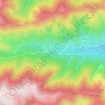 Mappa topografica Le Mazel, altitudine, rilievo