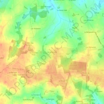 Mappa topografica Le Liminbout, altitudine, rilievo