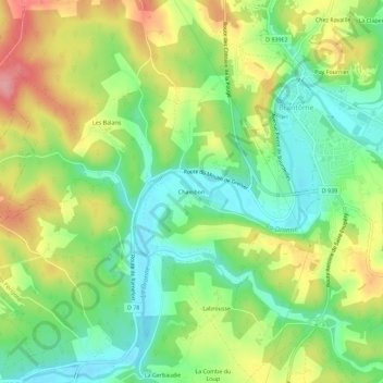 Mappa topografica Chambon, altitudine, rilievo