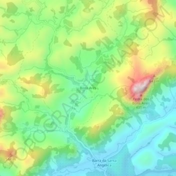 Mappa topografica Bons Ares, altitudine, rilievo