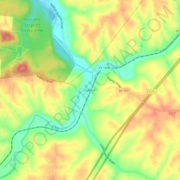 Mappa topografica Sulphur, altitudine, rilievo