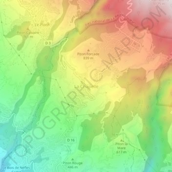 Mappa topografica La Chapelle, altitudine, rilievo