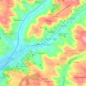 Mappa topografica Bellile, altitudine, rilievo